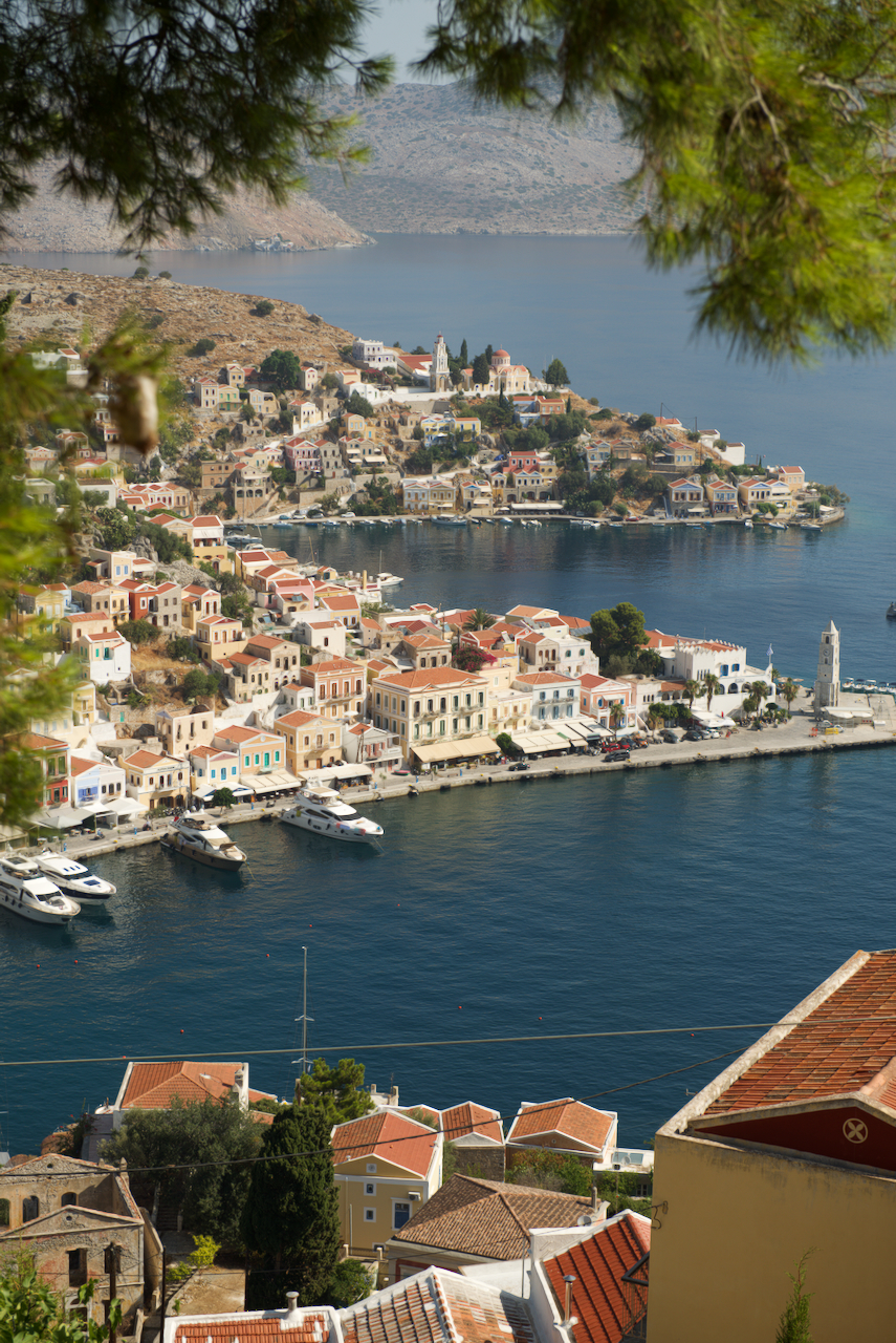 COASTLINE FROM ABOVE. SYMI GREECE