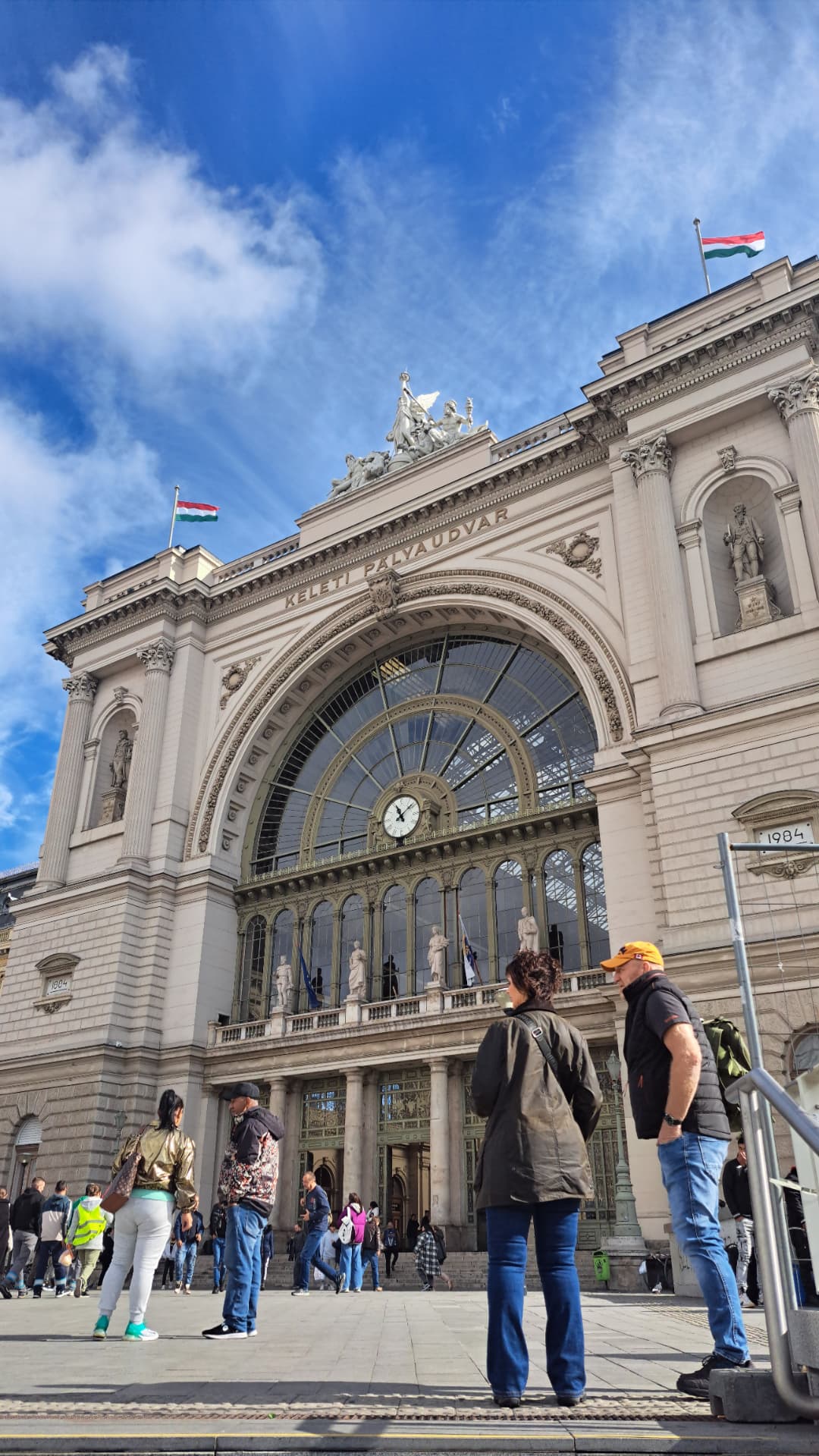 Keleti railway station in Budapest under a blue sky