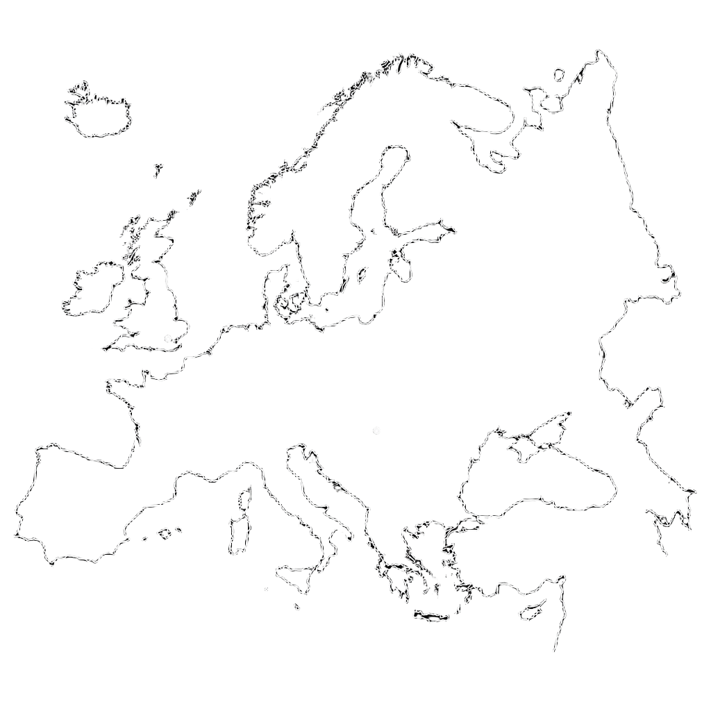 Outline map of Europe and Great Britain marking London and Budapest